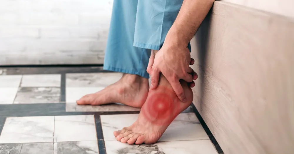 close up of foot pain